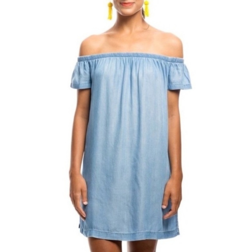 Cloth & Stone off the shoulder chambray dress